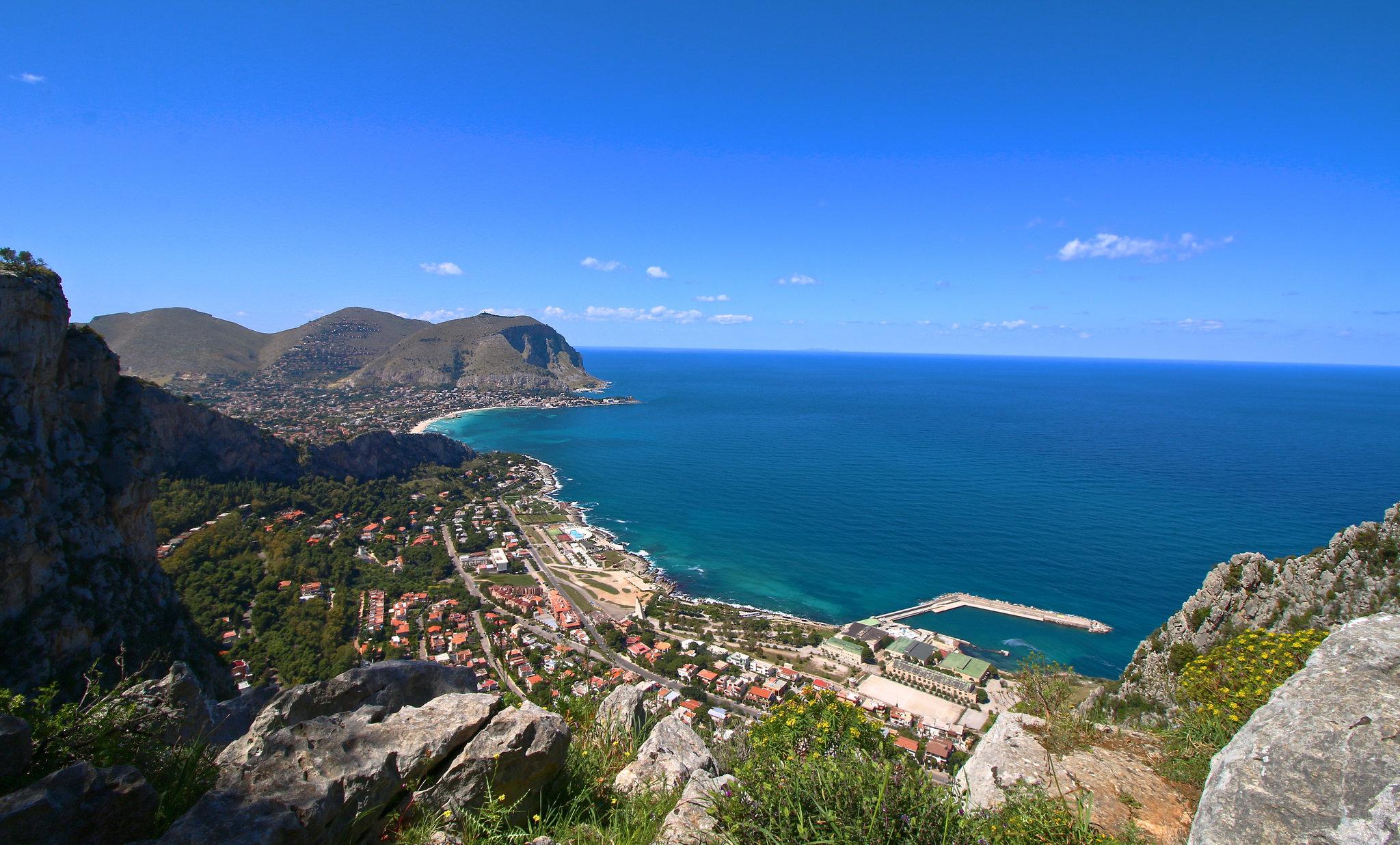 Blick vom Monte Pellegrino auf Palermo und das Tyrrhenische Meer