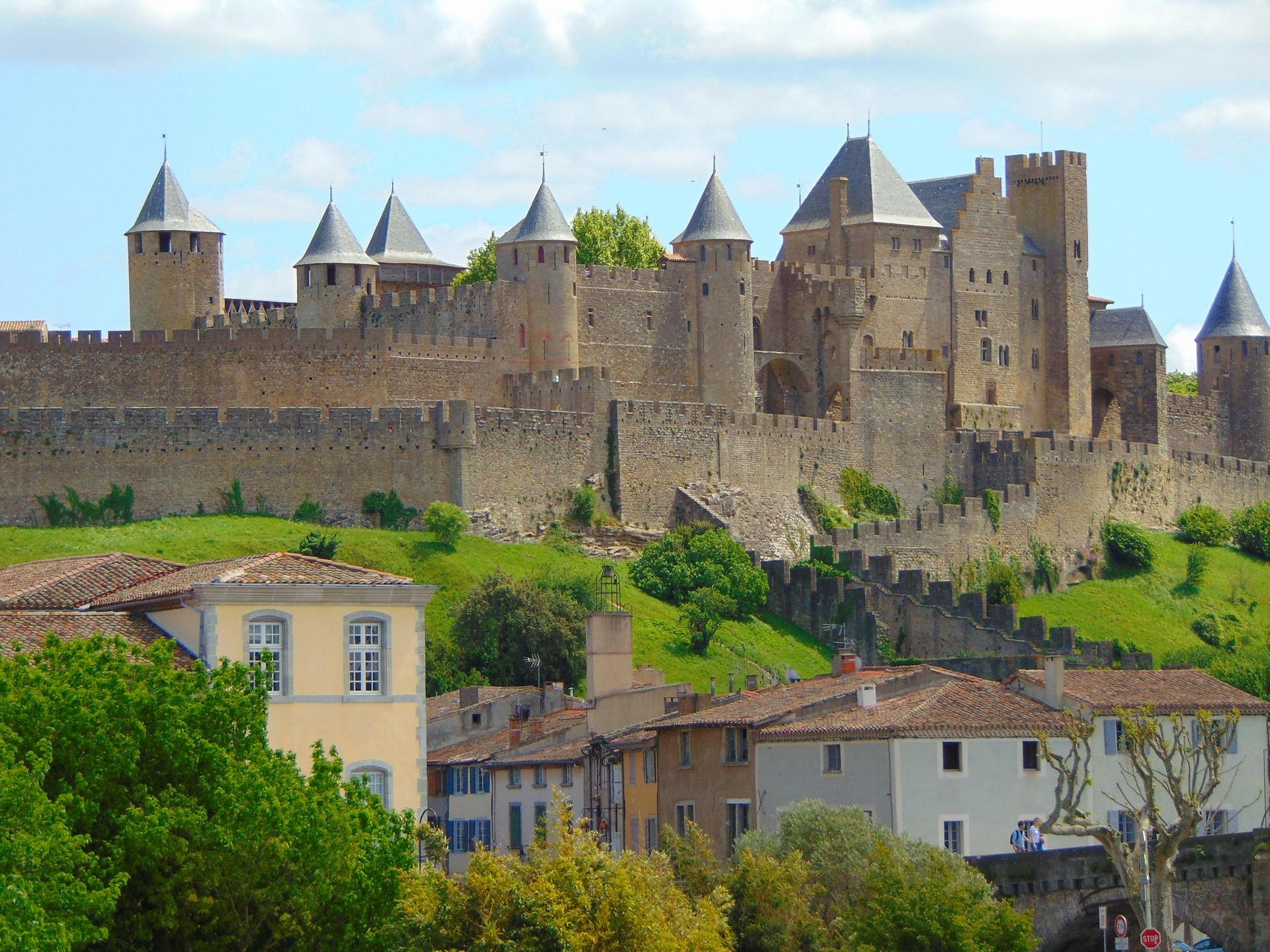 Blick auf Festung in Carcassonne
